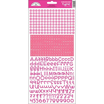 Doodlebug Design - Alphabet Cardstock Stickers - Teensy Type - Bubblegum