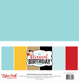Echo Park - 12&quot;x12&quot; Coordinating Solids Paper Pack: Magical Birthday Boy