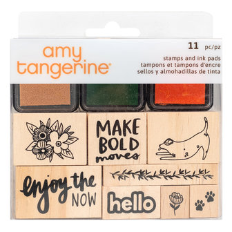 American crafts - Amy Tangerine - Wooden Stamps &amp; Ink Pads