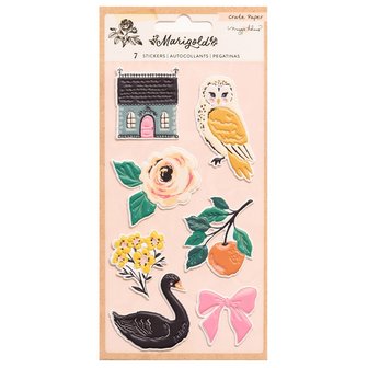 Crate Paper - Maggie Holmes - Embossed Puffy Stickers: Marigold