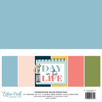 Echo Park - 12&quot;x12&quot; Coordinating Solids Paper Pack: Day In The Life