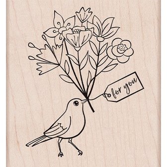 Hero Arts - handmade rubber stamp: Bird with Bouquet