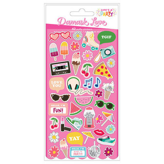 American Crafts - Damask Love - Puffy Stickers: Life&#039;s a Party