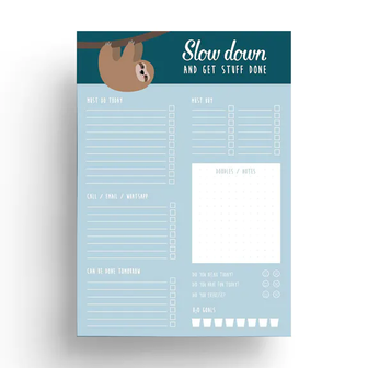 Studio Inktvis - Notepad to do list A5 SLOTH SLOW DOWN