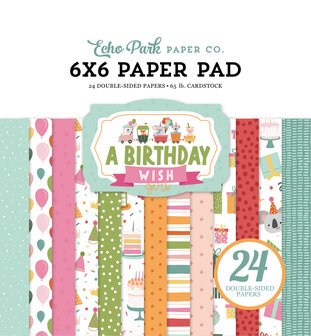 Echo Park - A Birthday Wish Girl 6x6 Inch Paper Pad