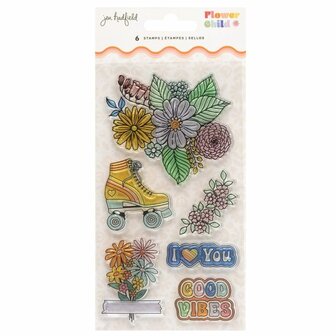 American Crafts - Jen Hadfield - Clear Stamps: Flower Child