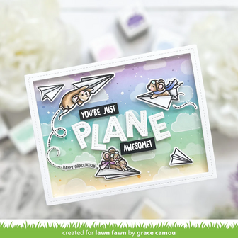 Lawn Fawn - Clear Stamps: Just Plane Awesome Sentiment Trails