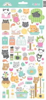 Doodlebug - Icons Cardstock Stickers: Pretty Kitty