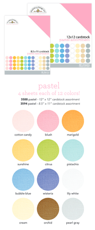 Doodlebug - 8,5"x11" Textured Cardstock Pack: Pastel