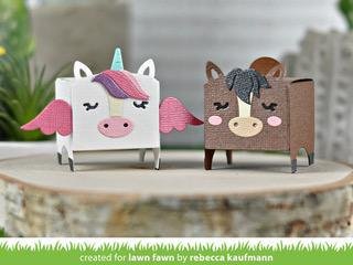 Lawn Fawn - Custom Craft Add-On Dies: Tiny Gift Box Unicorn and Horse