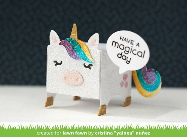 Lawn Fawn - Custom Craft Add-On Dies: Tiny Gift Box Unicorn and Horse