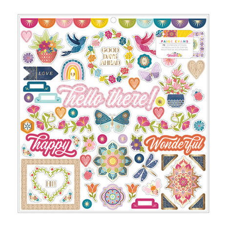 American Crafts - Paige Evans - 12"x12" Chipboard Sticker Sheet: Wonders