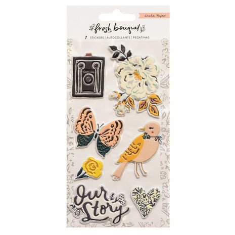 American Crafts - Crate Paper - Embossed Puffy Sticker: Fresh Bouquet
