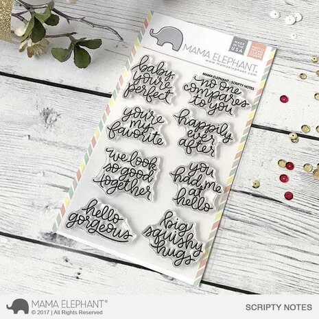 Mama Elephant - Clear Stamps: Scripty Notes
