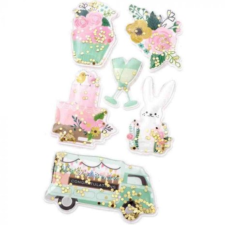 American Crafts - Pebbles - Shaker Stickers: Lovely Moments