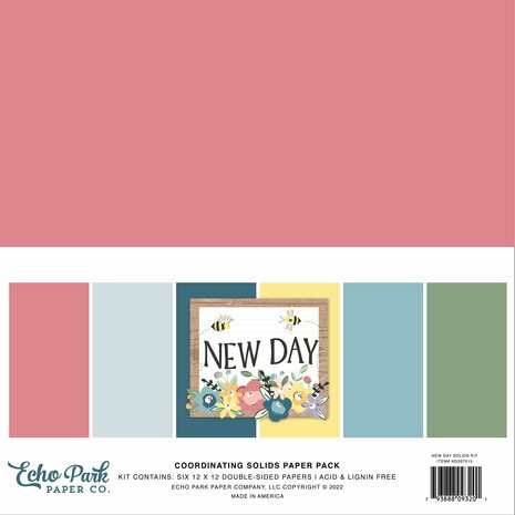 Echo Park - 12"x12" Coordinating Solids Paper Pack: New Day