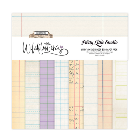 Pretty Little Studio - 8"x8" Paper Pack: Wildflowers Ledger
