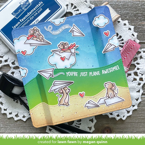 Lawn Fawn - Clear Stamps: Just Plane Awesome Sentiment Trails